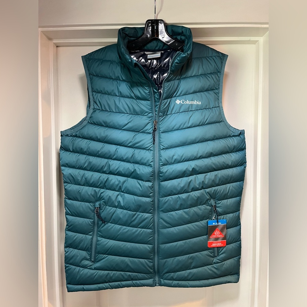 Mens Medium Columbia Slope Edge Insulated Vest Puffer Omni-Heat Water-Resistant